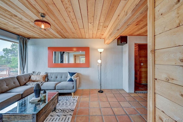 28700 County Road 304, Buena Vista, CO 81211 - living room featuring wood ceiling and a textured wall