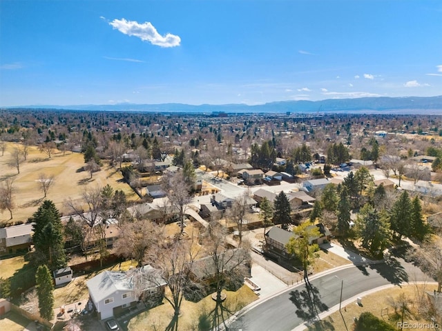 aerial view with a residential view and a mountain view