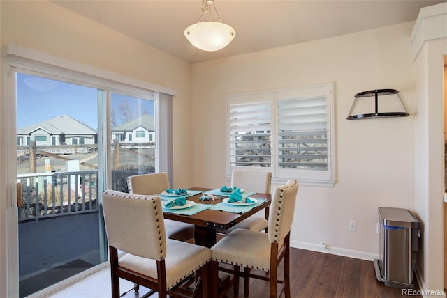 dining room featuring baseboards and wood finished floors