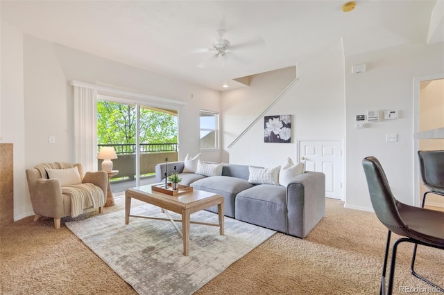 4323 Sammers Vw, Colorado Springs, CO 80917 - carpeted living room featuring a ceiling fan and baseboards