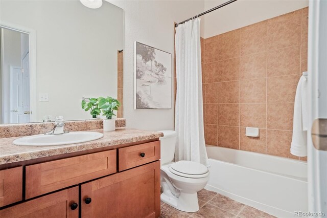 4323 Sammers Vw, Colorado Springs, CO 80917 - bathroom with vanity, shower / bath combo, toilet, and tile patterned floors