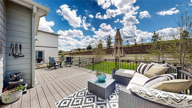 1933 Villageview Ln, Castle Rock, CO 80104 - wooden terrace featuring an outdoor hangout area