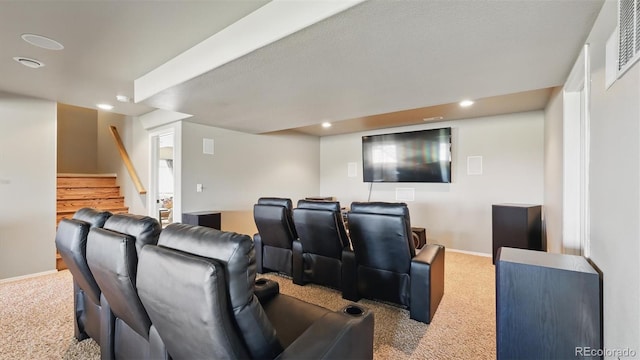 11818 Rio Secco Rd, Peyton, CO 80831 - home theater room with carpet flooring, baseboards, and recessed lighting