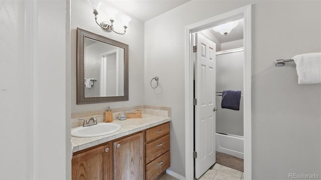 11818 Rio Secco Rd, Peyton, CO 80831 - bathroom featuring vanity, shower / bath combination with glass door, tile patterned floors, and baseboards