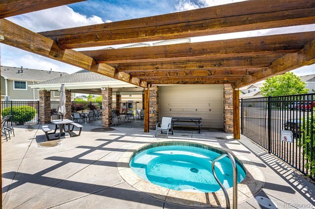 15955 E Geddes Dr Unit 55, Aurora, CO 80016 - view of pool with a patio area, a hot tub, and a gazebo
