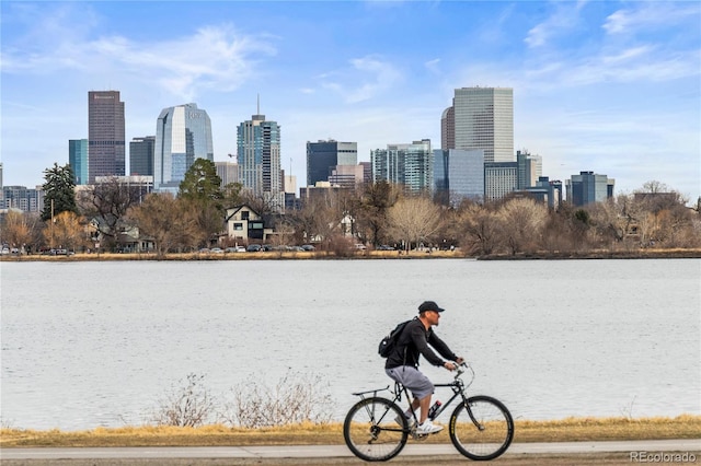 property's view of city with a water view