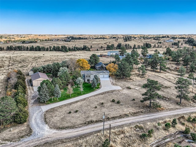 drone / aerial view with a rural view