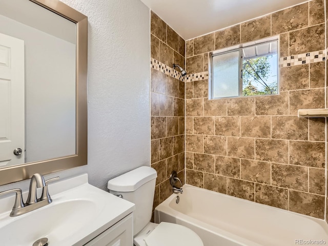 1731 Uinta St, Denver, CO 80220 - full bath featuring a textured wall, vanity, and shower / bath combination