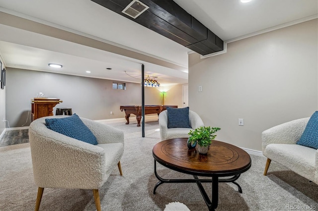 sitting room with carpet