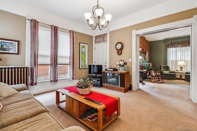912 S Washington St, Denver, CO 80209 - carpeted living area with a chandelier and healthy amount of natural light
