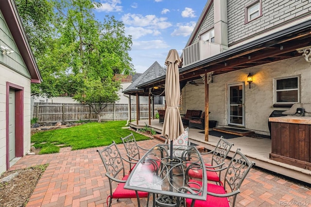 912 S Washington St, Denver, CO 80209 - view of patio featuring outdoor dining area, a deck, and a ceiling fan