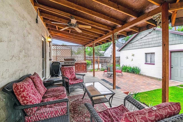 912 S Washington St, Denver, CO 80209 - view of patio / terrace with outdoor lounge area, a ceiling fan, and a grill