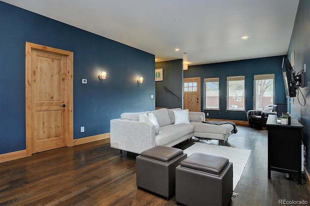 656 S Gunnison Ave, Buena Vista, CO 81211 - living room featuring recessed lighting, baseboards, and wood finished floors