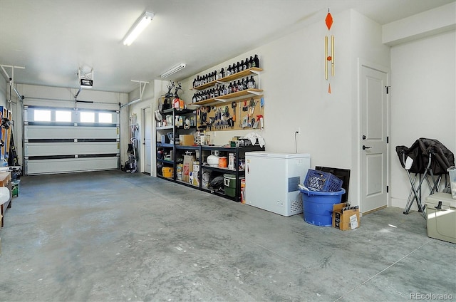 656 S Gunnison Ave, Buena Vista, CO 81211 - garage featuring refrigerator and a garage door opener