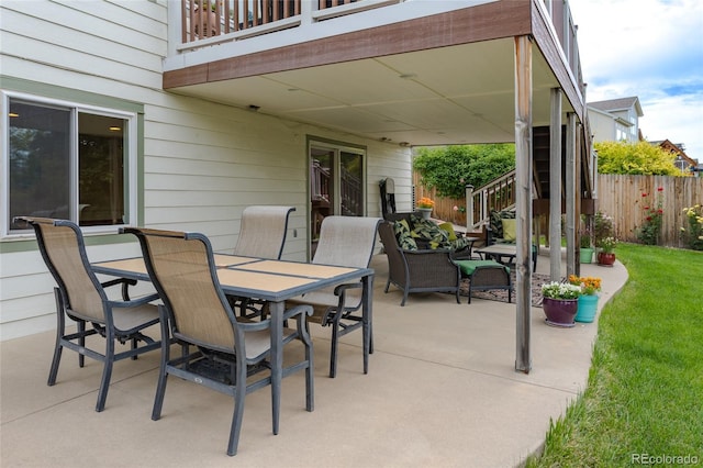 14261 W Evans Cir, Lakewood, CO 80228 - patio / terrace with a patio area, stairs, and outdoor dining area