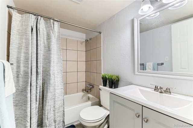 10211 Ura Ln Unit 1-308, Thornton, CO 80260 - bathroom with vanity, shower / bath combination with curtain, and a textured wall