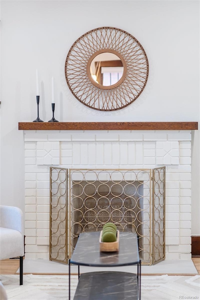 details featuring a fireplace