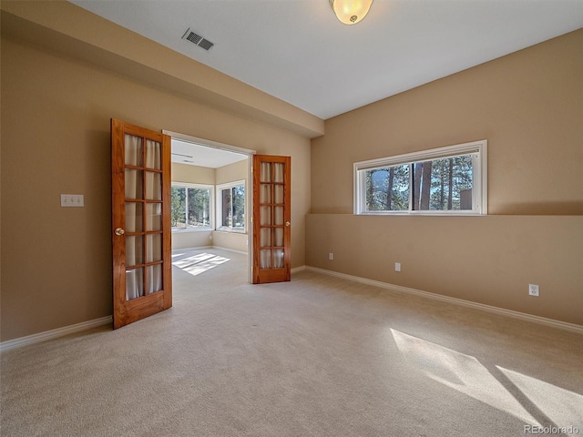 4228 Scenic Village Dr, Evergreen, CO 80439 - carpeted empty room with french doors, plenty of natural light, and baseboards