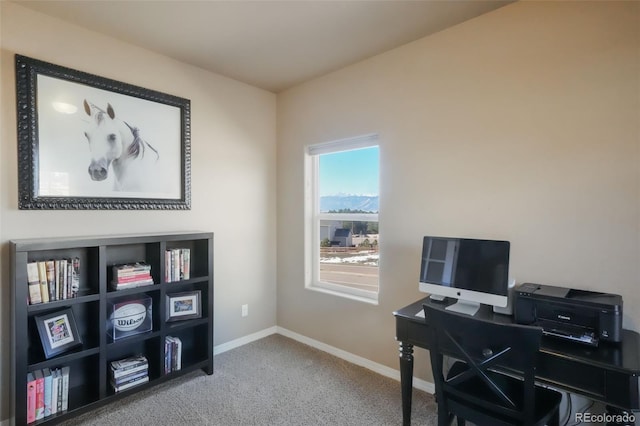office space with carpet flooring and baseboards