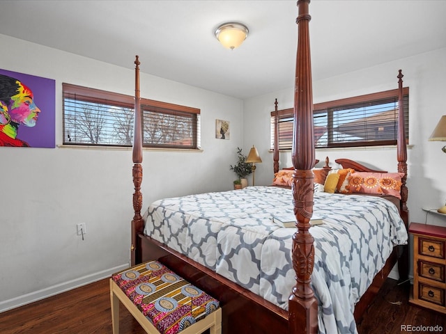 bedroom featuring dark hardwood / wood-style floors