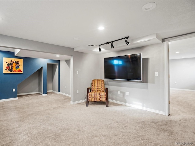 unfurnished room with light carpet