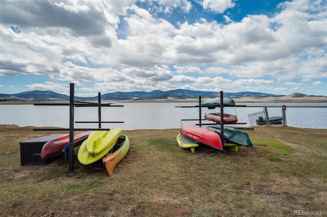688 Tiara Rd, Lake George, CO 80827 - dock area with a water and mountain view and a yard
