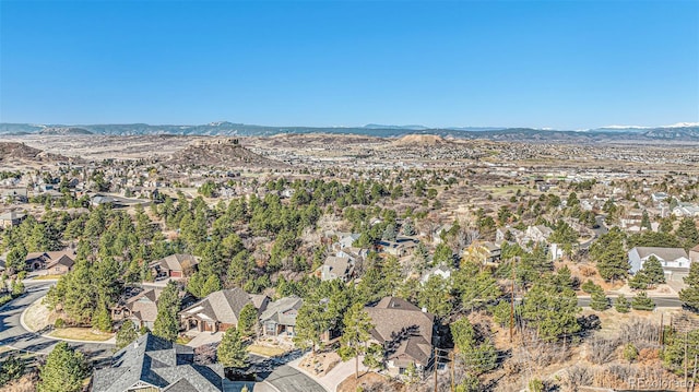 bird's eye view with a residential view and a mountain view