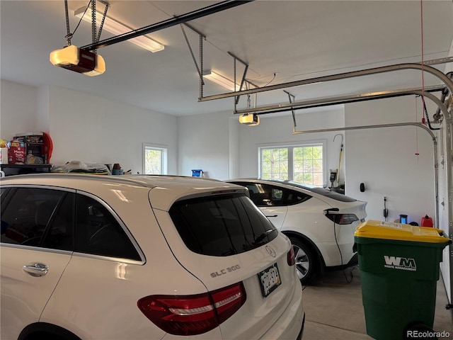 garage with a garage door opener