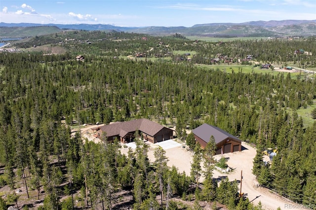 aerial view with a mountain view