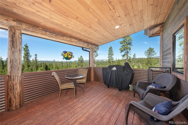 deck featuring grilling area