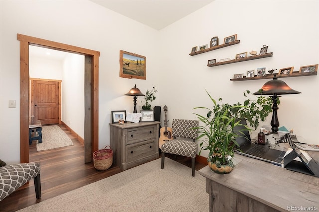 sitting room with hardwood / wood-style floors