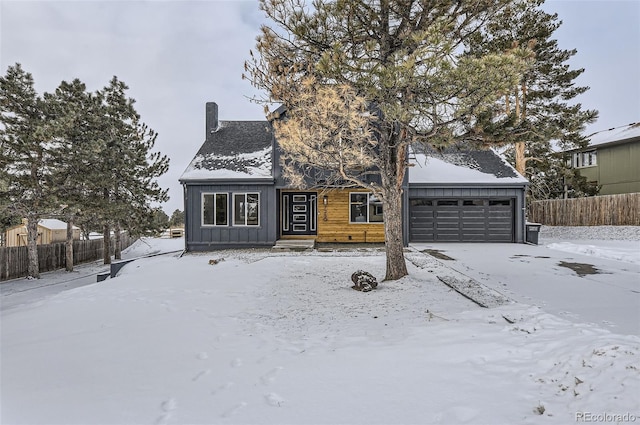 view of front of property with a garage