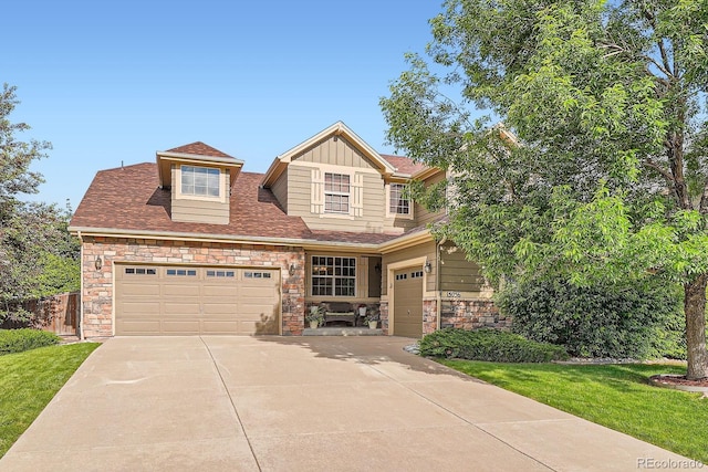 15056 Fillmore Way, Thornton, CO 80602 - craftsman house with stone siding, driveway, and a front lawn