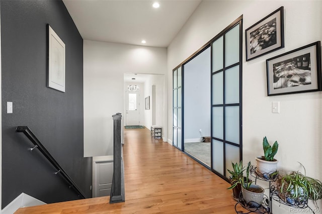 hall featuring hardwood / wood-style flooring