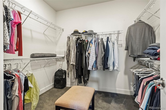 spacious closet with dark carpet