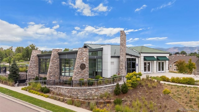 exterior space with a mountain view