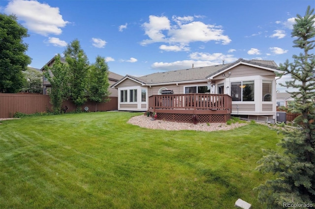 3305 White Oak Ln, Highlands Ranch, CO 80129 - rear view of property with a fenced backyard and a wooden deck