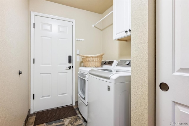 3305 White Oak Ln, Highlands Ranch, CO 80129 - laundry room with cabinet space and washer and dryer