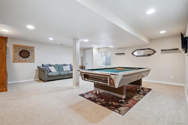3305 White Oak Ln, Highlands Ranch, CO 80129 - playroom with carpet flooring, recessed lighting, and billiards