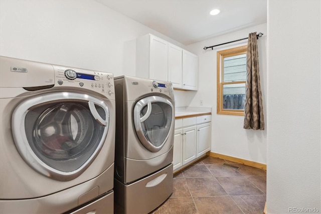 5282 Devon Ave, Castle Rock, CO 80104 - laundry area featuring washer and dryer, cabinet space, and baseboards