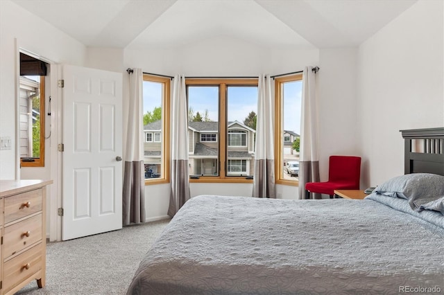 5282 Devon Ave, Castle Rock, CO 80104 - bedroom featuring light colored carpet, multiple windows, and lofted ceiling