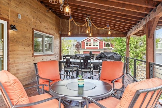 5282 Devon Ave, Castle Rock, CO 80104 - wooden deck with outdoor dining area and grilling area