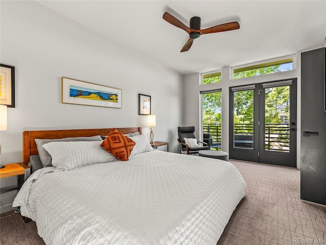 3133 Blake St Unit 3, Denver, CO 80205 - carpeted bedroom featuring access to outside and a ceiling fan