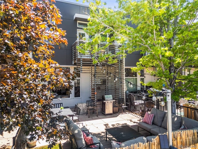 3133 Blake St Unit 3, Denver, CO 80205 - view of patio / terrace featuring outdoor lounge area and area for grilling