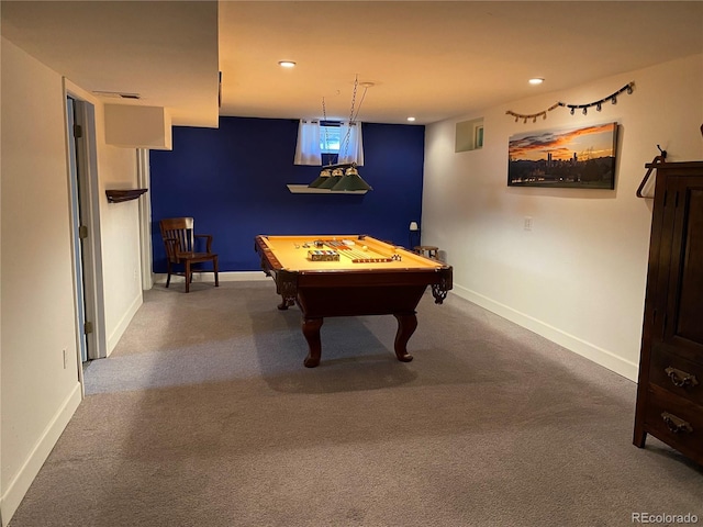 542 E Caley Dr, Centennial, CO 80121 - rec room featuring carpet, recessed lighting, billiards table, and baseboards