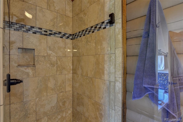 interior details featuring a shower stall