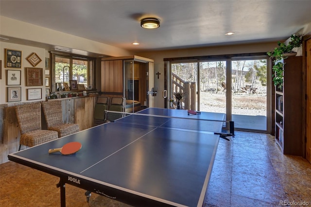 rec room with plenty of natural light and recessed lighting