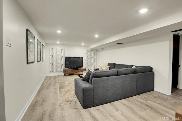 living room featuring light hardwood / wood-style floors