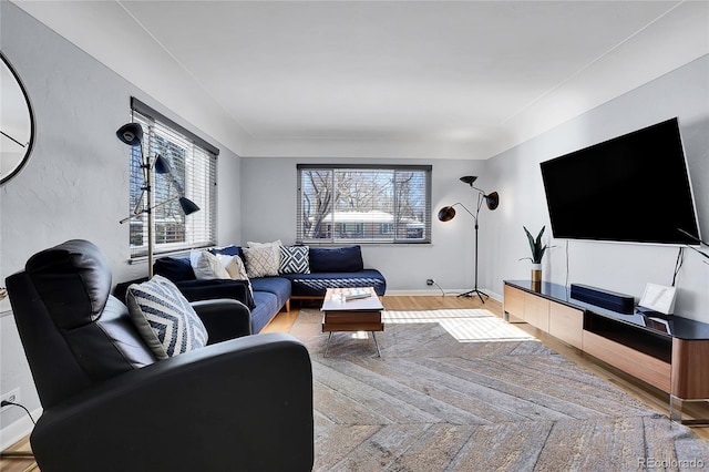 living room featuring light wood-type flooring