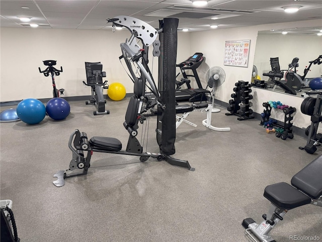 777 N Washington St Unit 1007, Denver, CO 80203 - workout area featuring a drop ceiling and baseboards